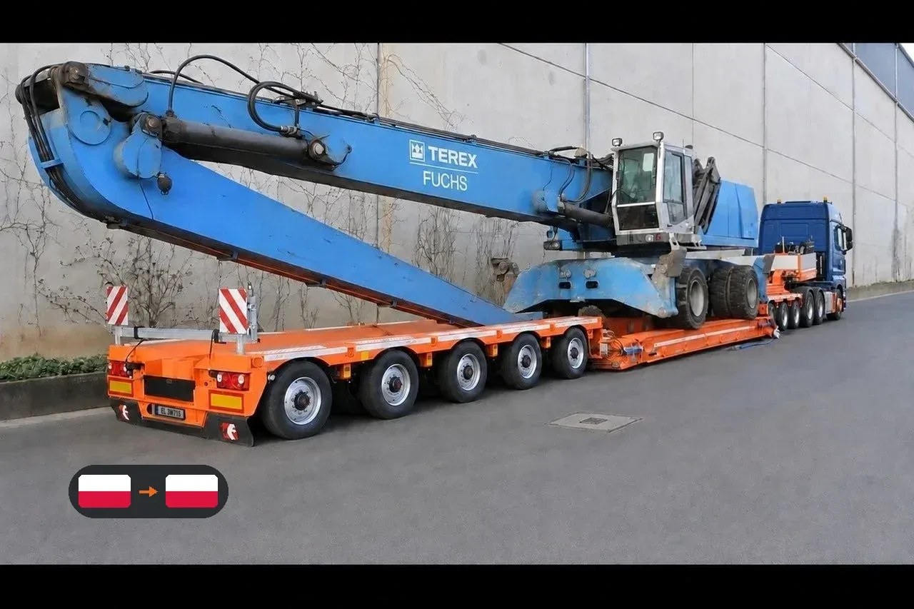 Transport przeładowarki Fuchs MHL360 – Nowy Sącz → Baborów